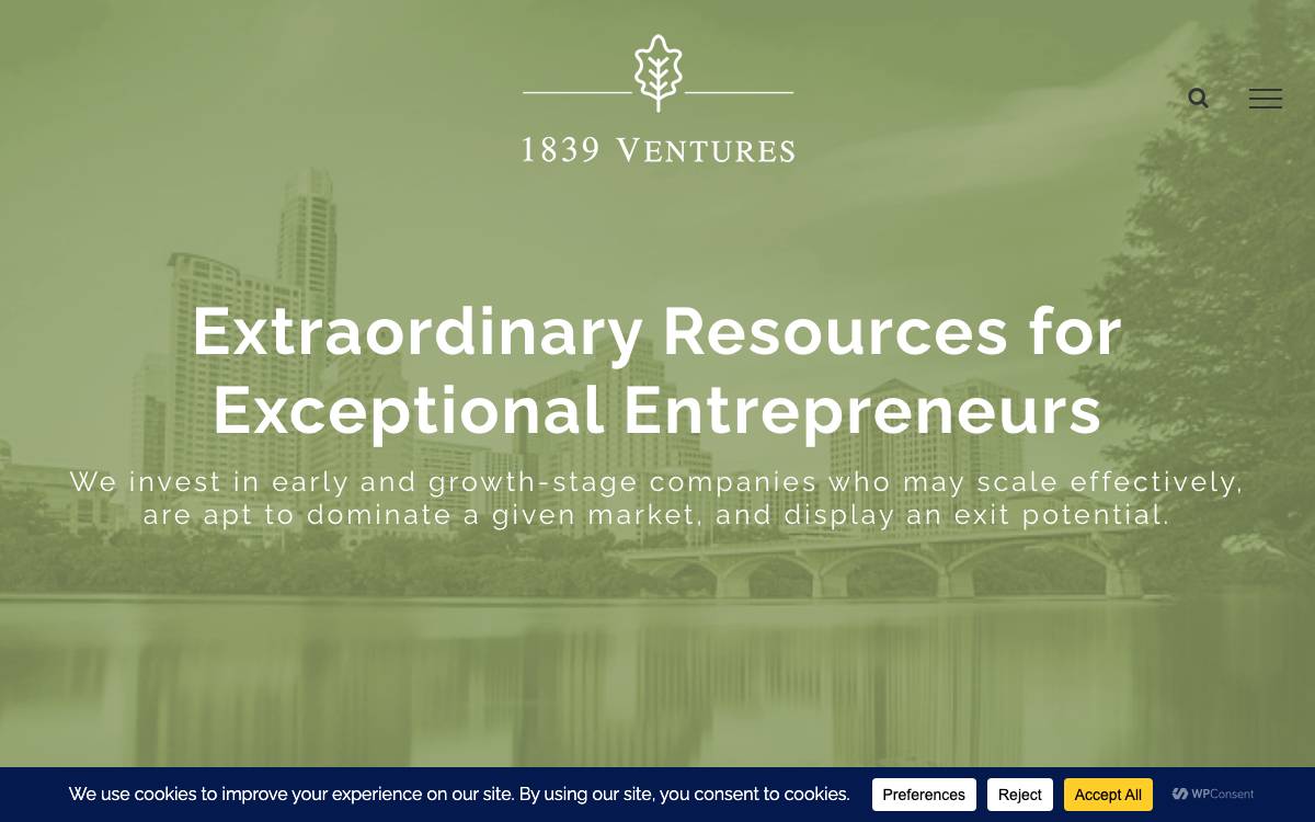 1839 Ventures website preview