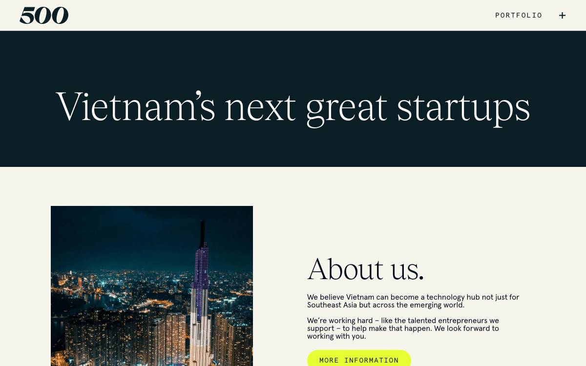 500 Startups Vietnam website preview