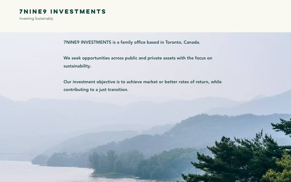 7NINE9 Investments website preview