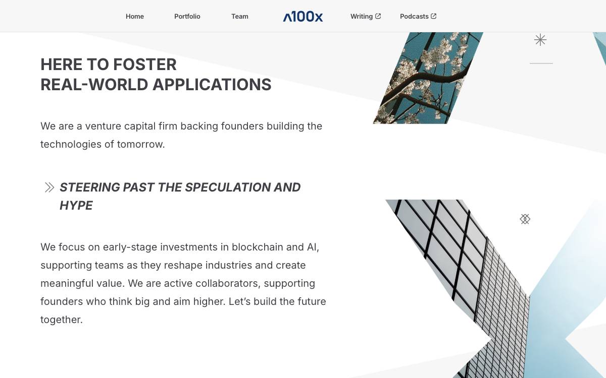 A100X Ventures website preview