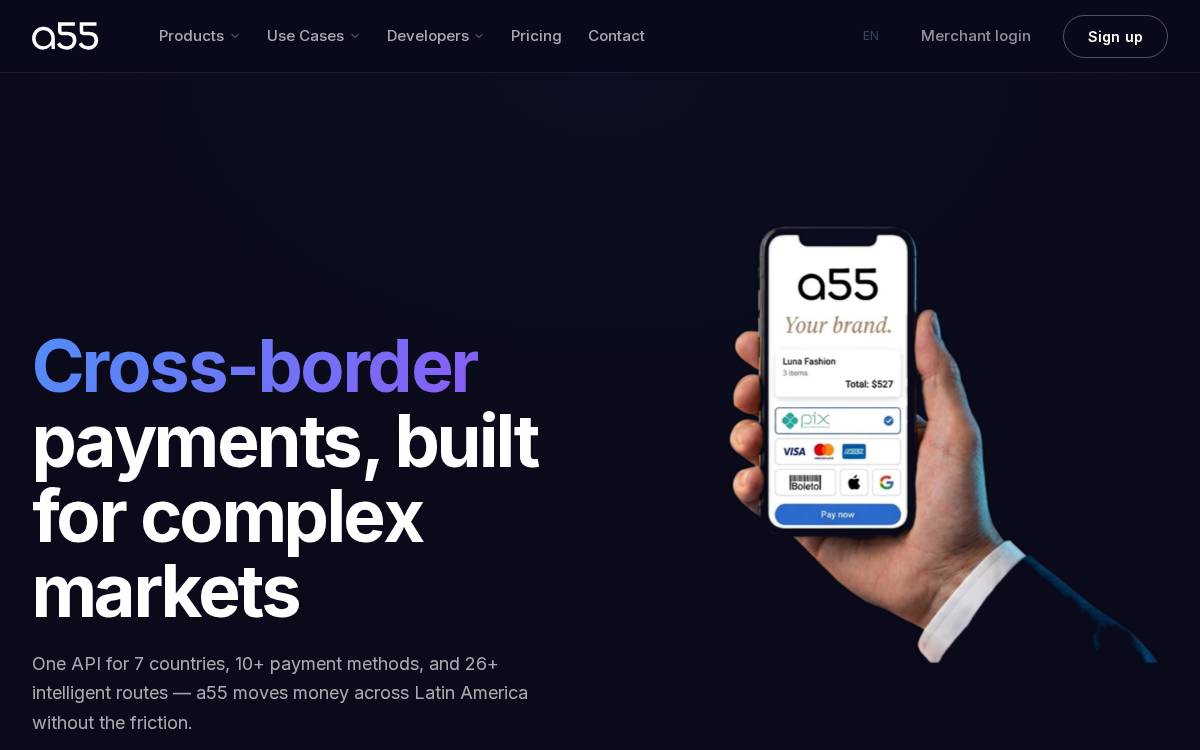 a55 website preview