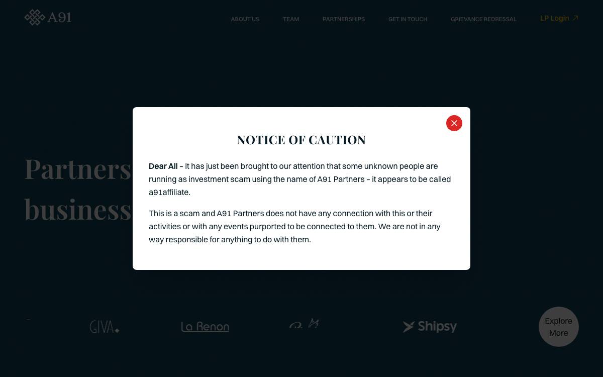 A91 Partners website preview