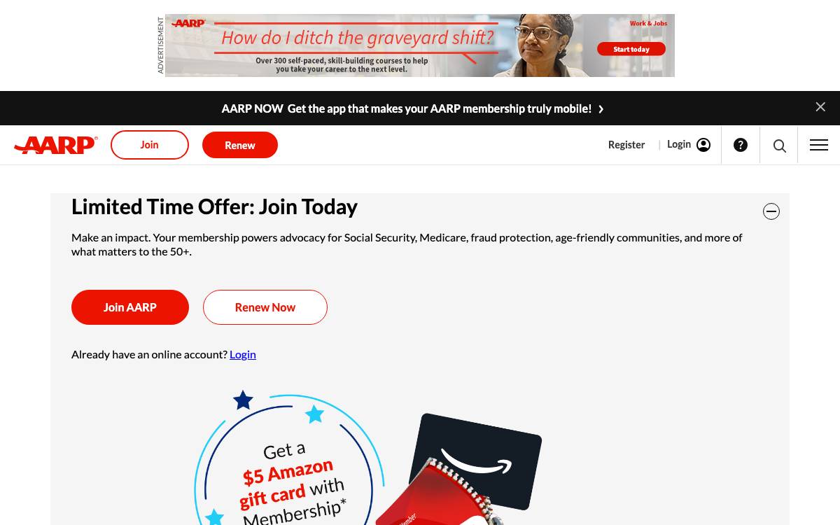 AARP website preview