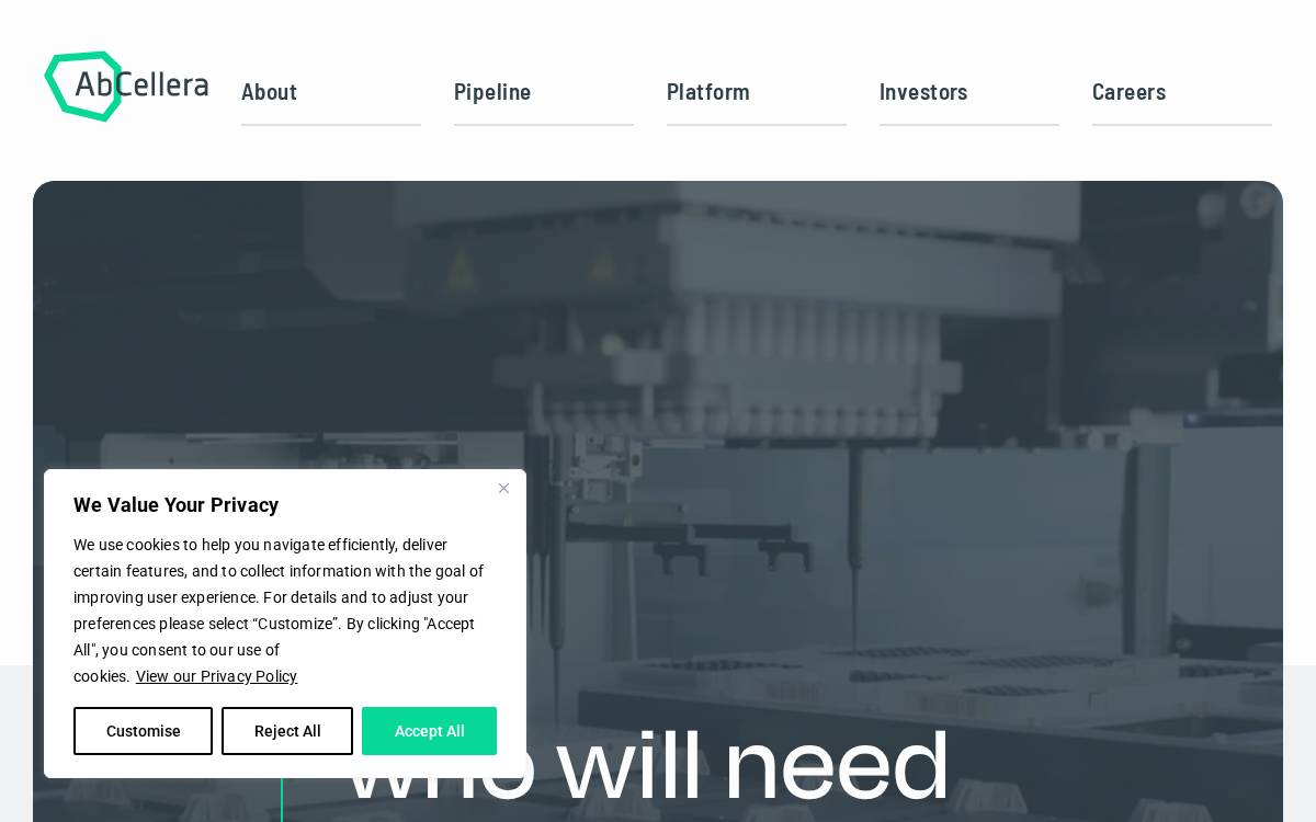 AbCellera website preview