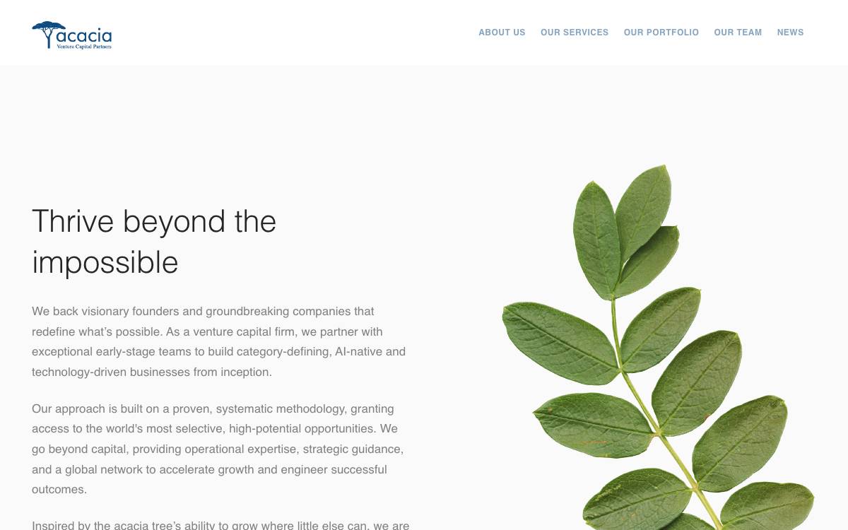 Acacia Venture Capital Partners website preview