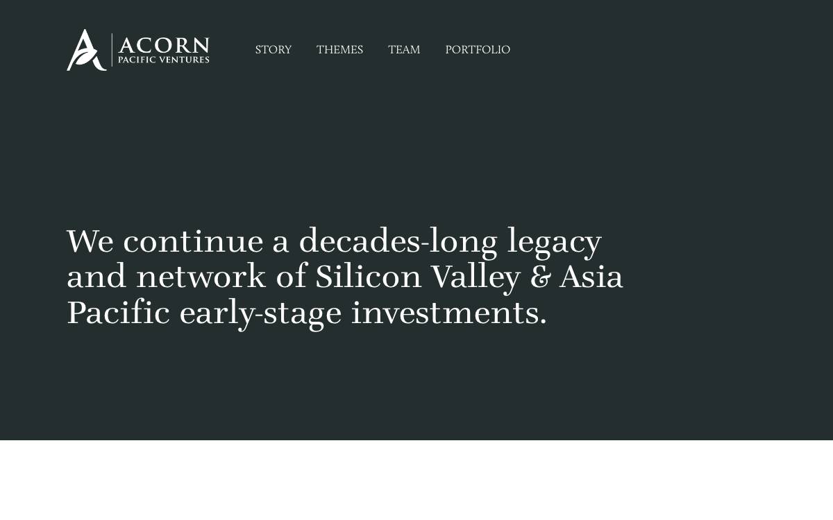 Acorn Pacific Ventures website preview