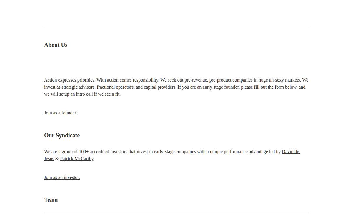 Action Ventures website preview
