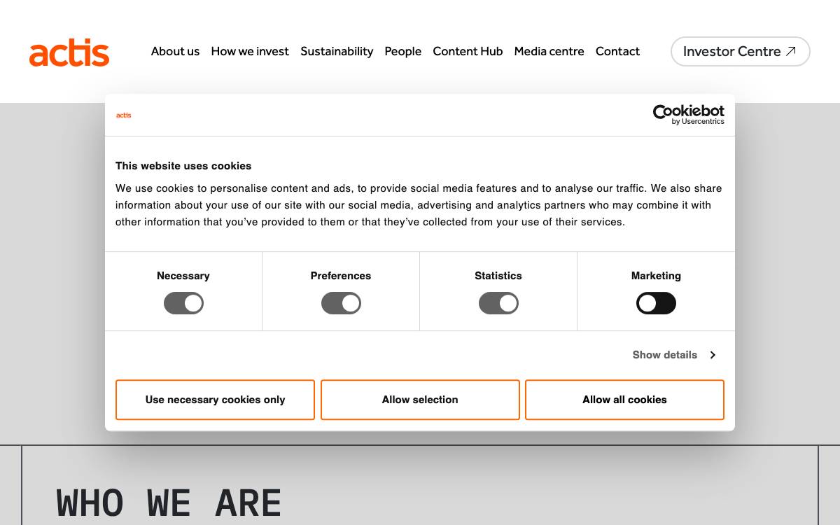 Actis website preview
