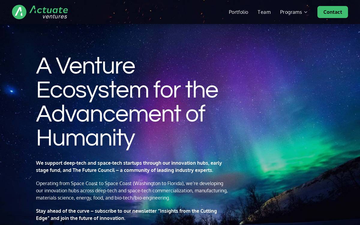 Actuate Ventures website preview