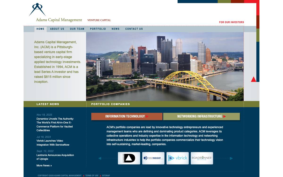 Adams Capital Management website preview
