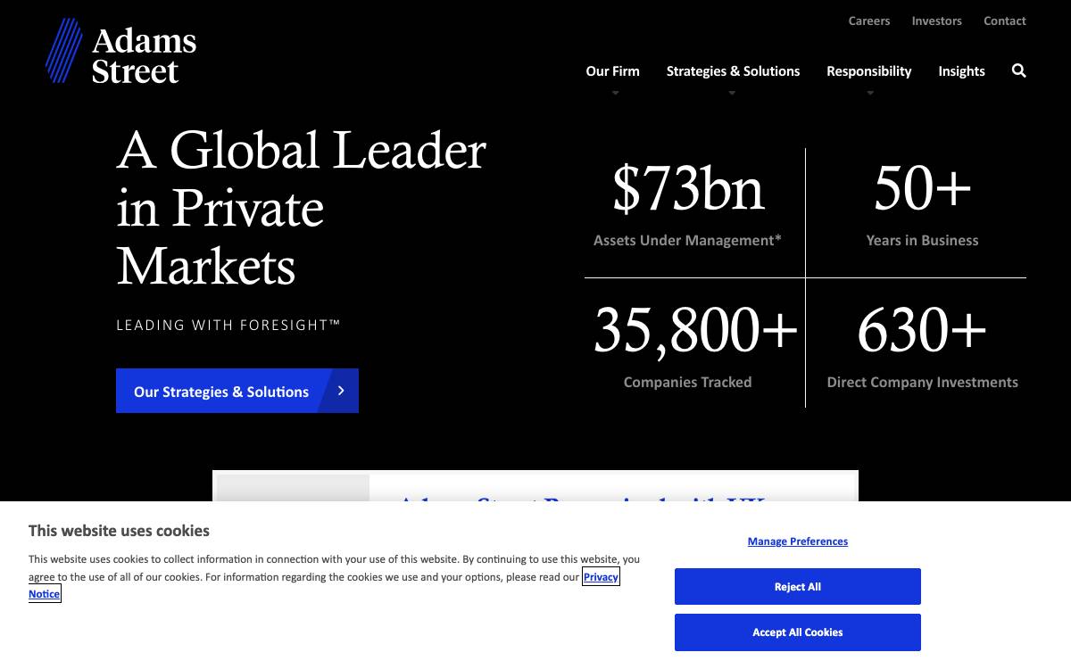 Adams Street Partners website preview