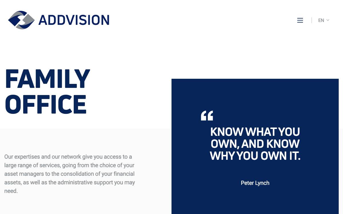 Addvision Wealth Management SA website preview