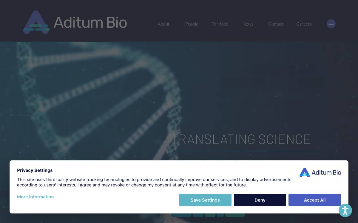 Aditum Bio website preview