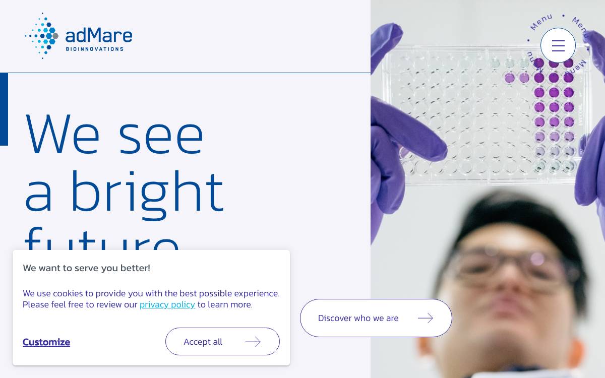 adMare BioInnovations website preview