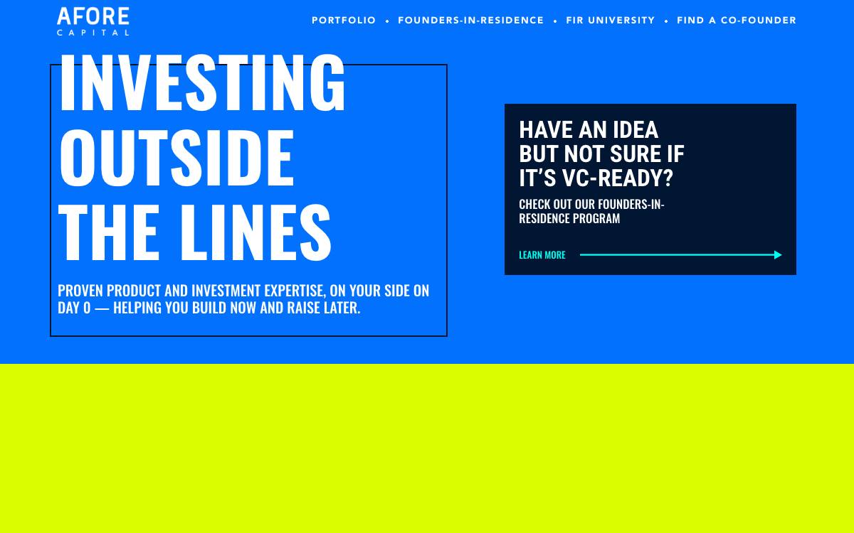 Afore Capital website preview