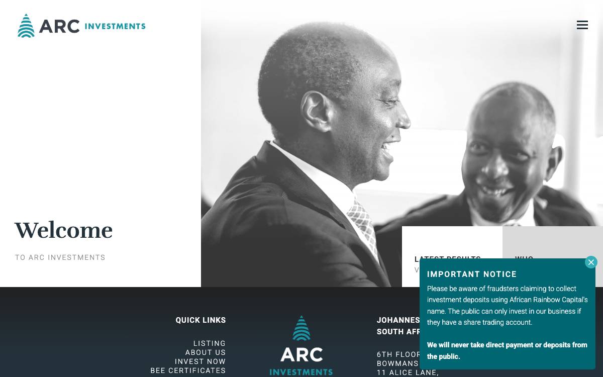 African Rainbow Capital website preview