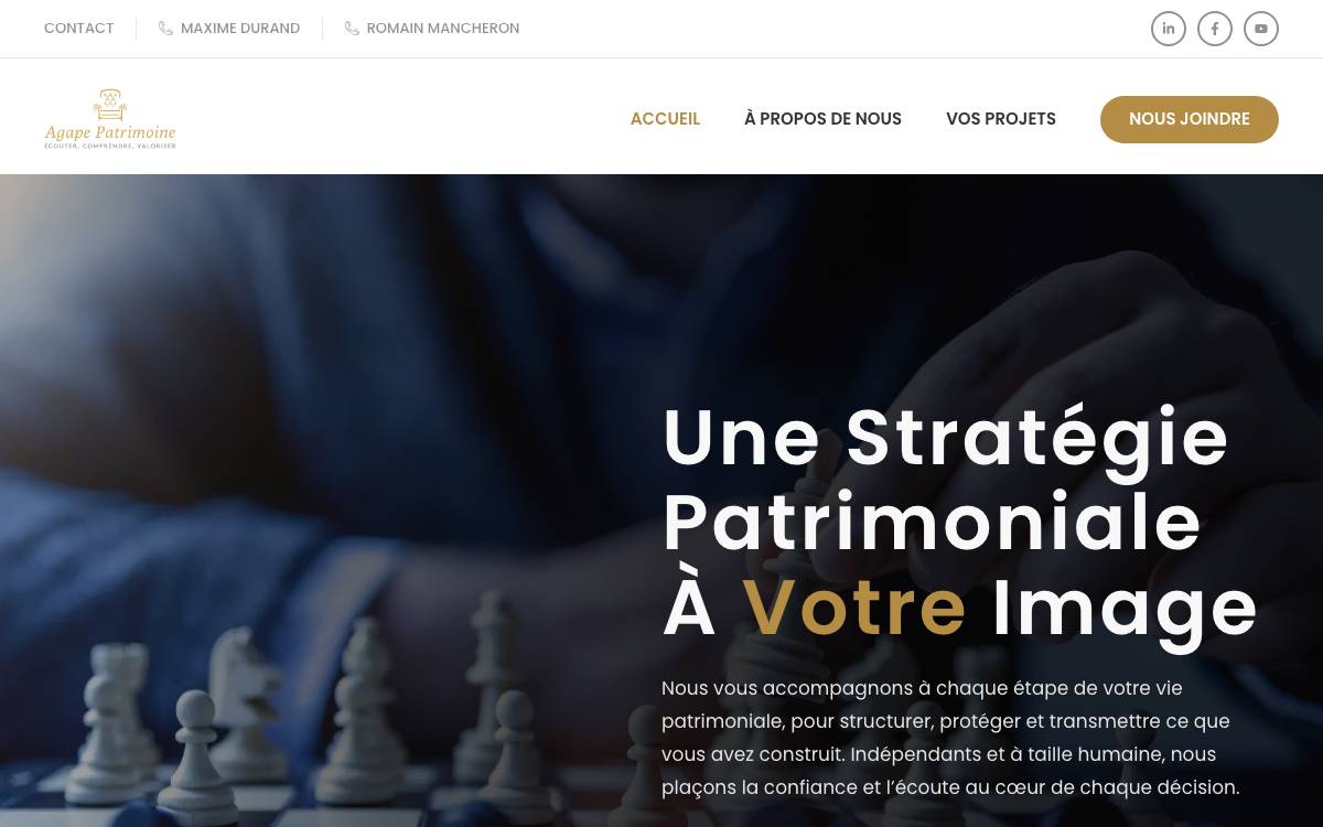Agape Patrimoine website preview