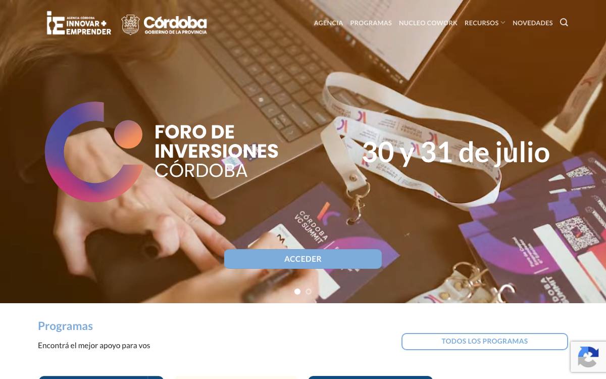 Agencia Córdoba Innovar y Emprender website preview