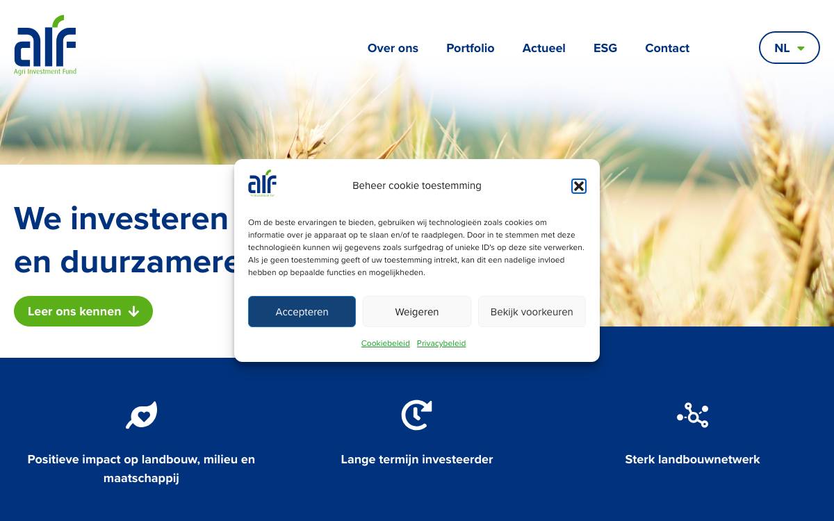 Agri Investment Fund website preview