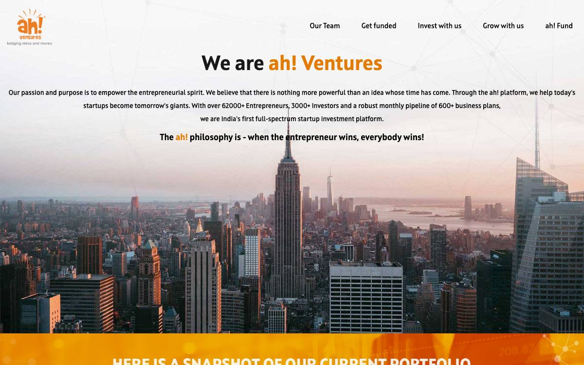 ah! Ventures website preview