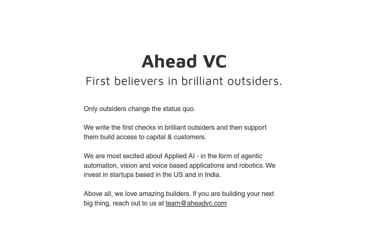 Ahead VC website preview