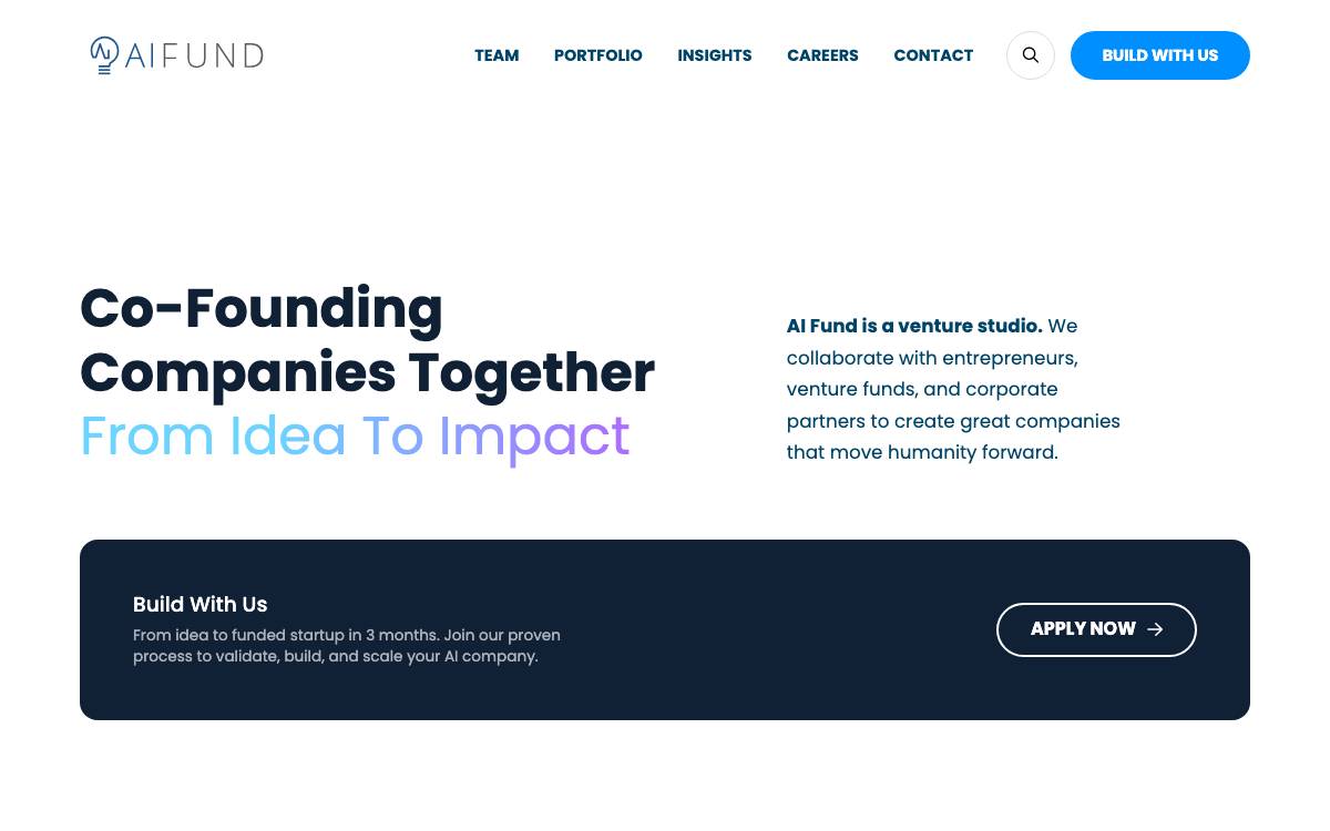 AI Fund website preview