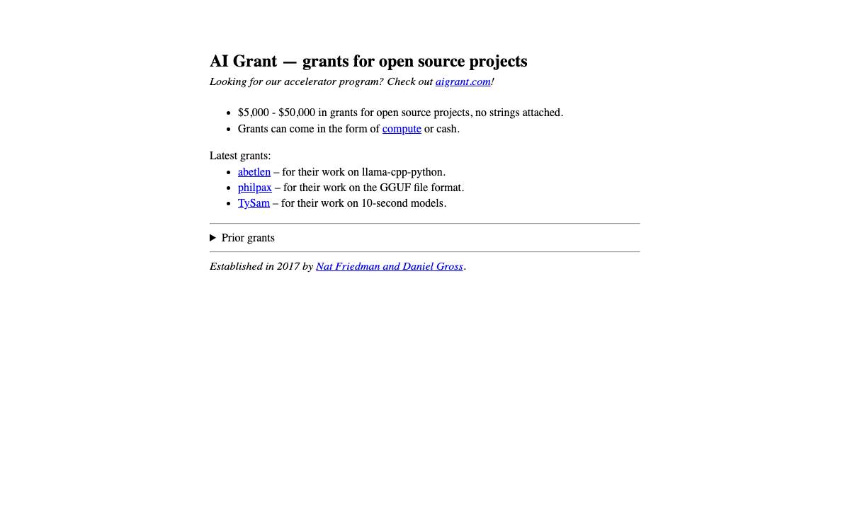 AI Grant website preview
