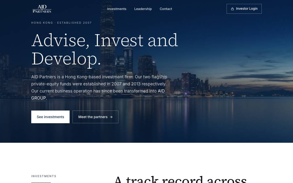 AID Partners Capital website preview