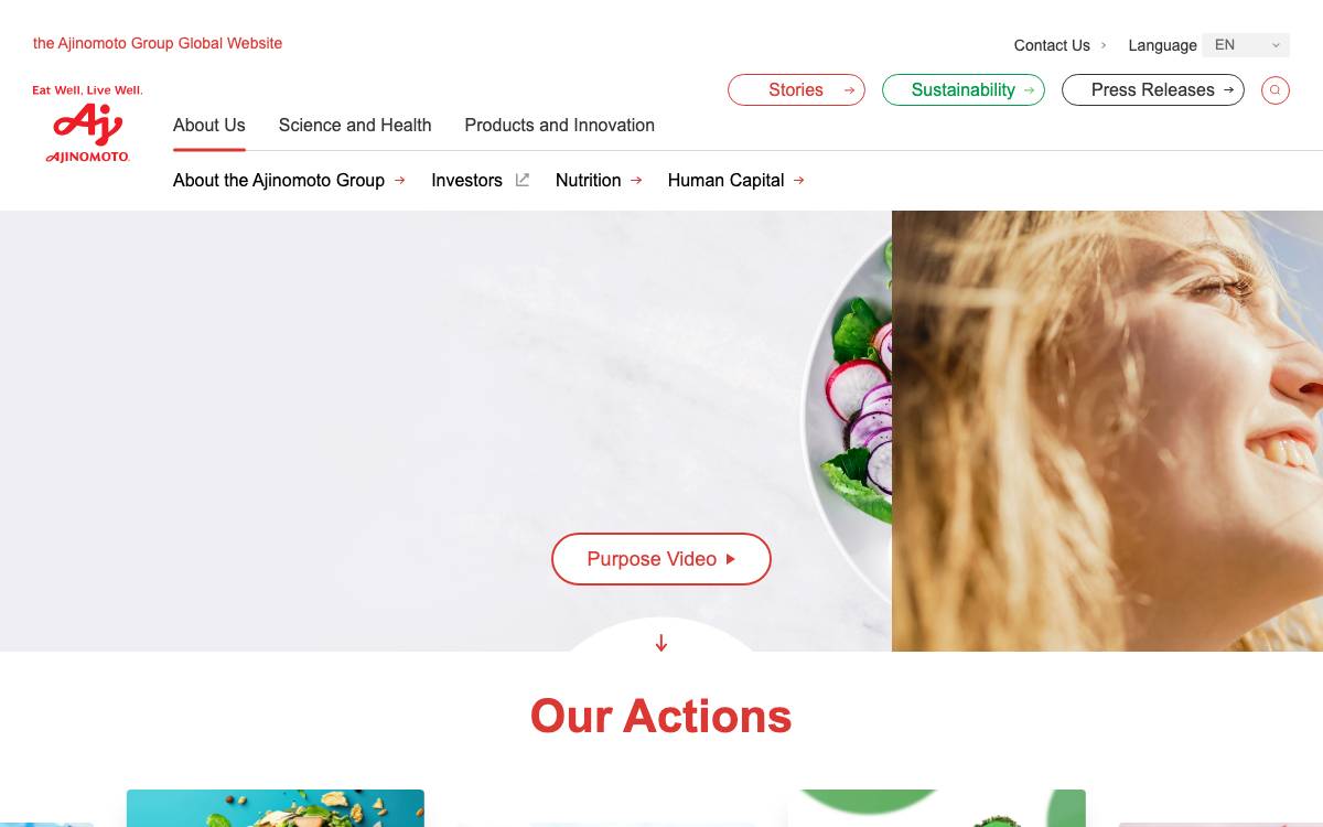 AJINOMOTO CO.,INC. website preview