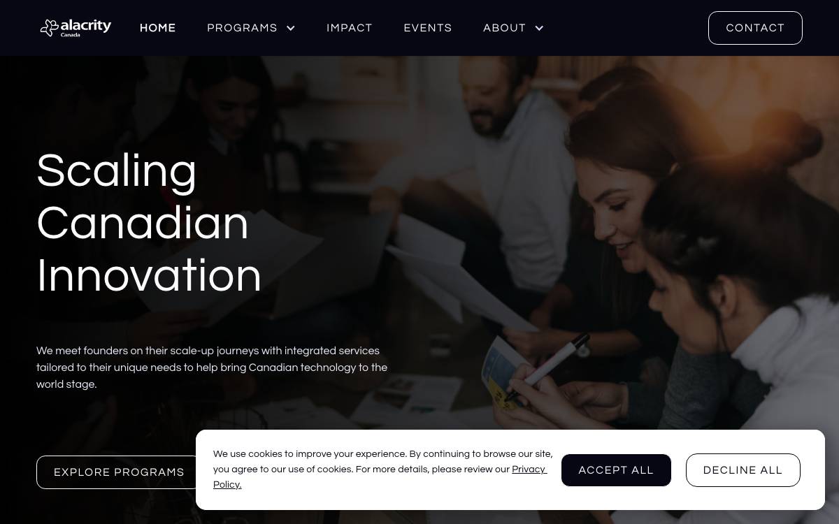 Alacrity Canada website preview