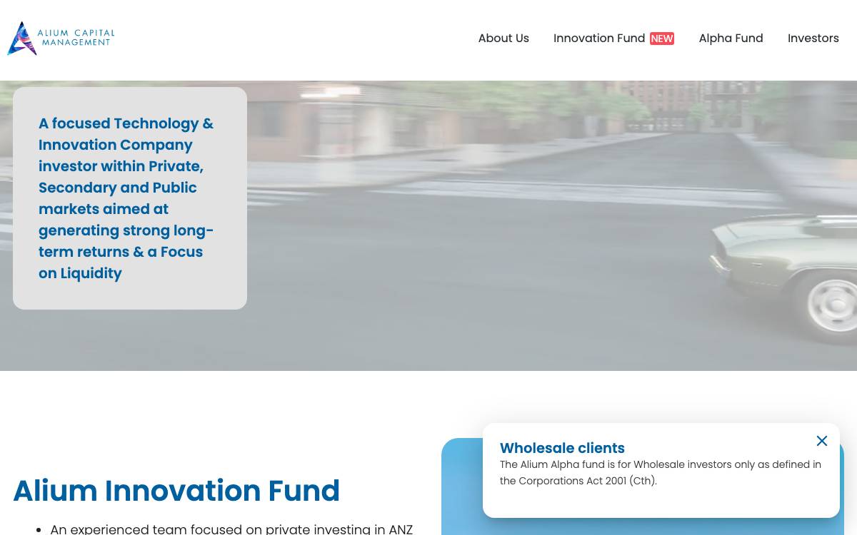 Alium Capital website preview