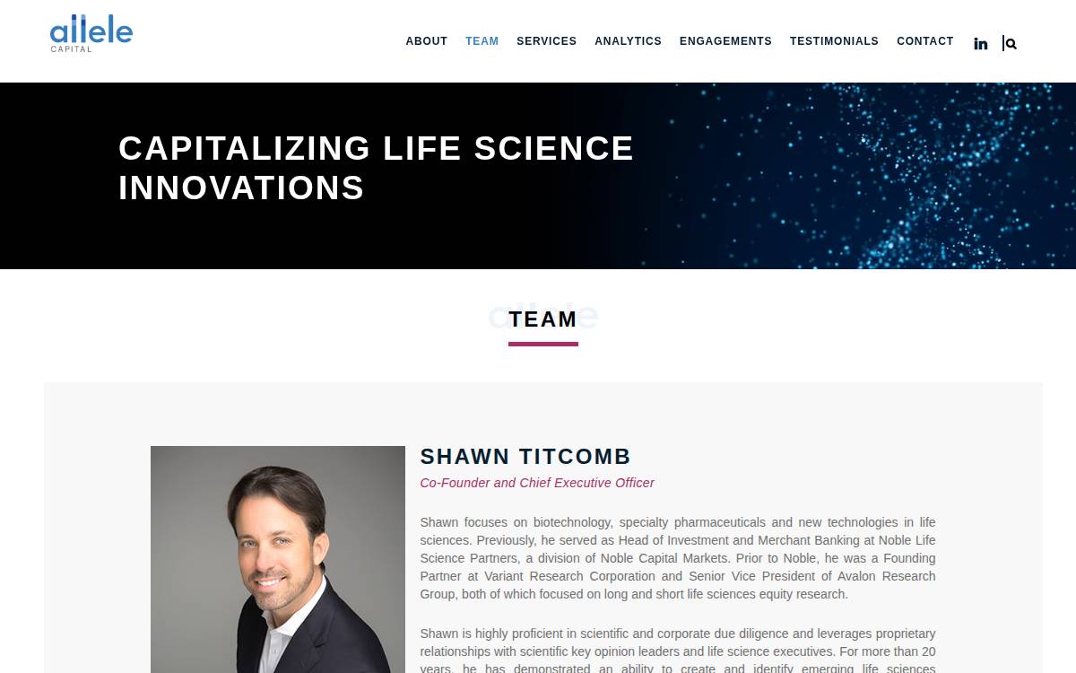 Allele Capital Partners website preview