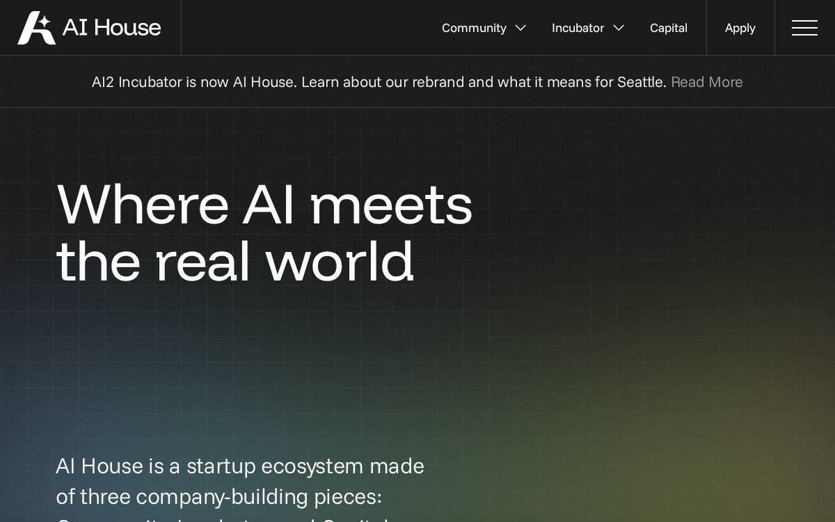 Allen Institute for AI (AI2) Incubator website preview