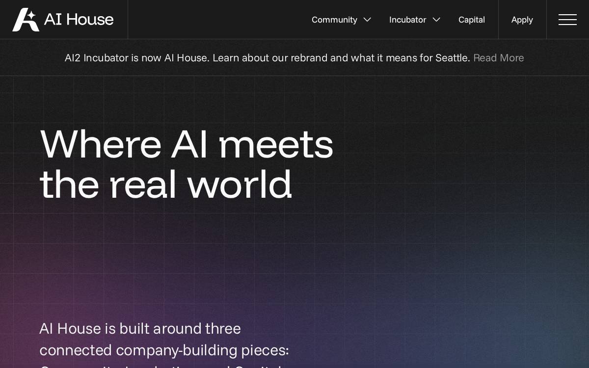 Allen Institute for Artificial Intelligence Incubator (AI2) website preview