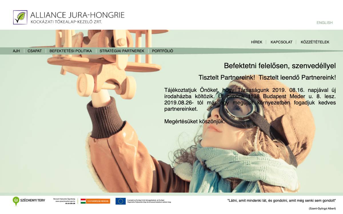 Alliance Jura-Hongrie Venture Capital Fund Management website preview