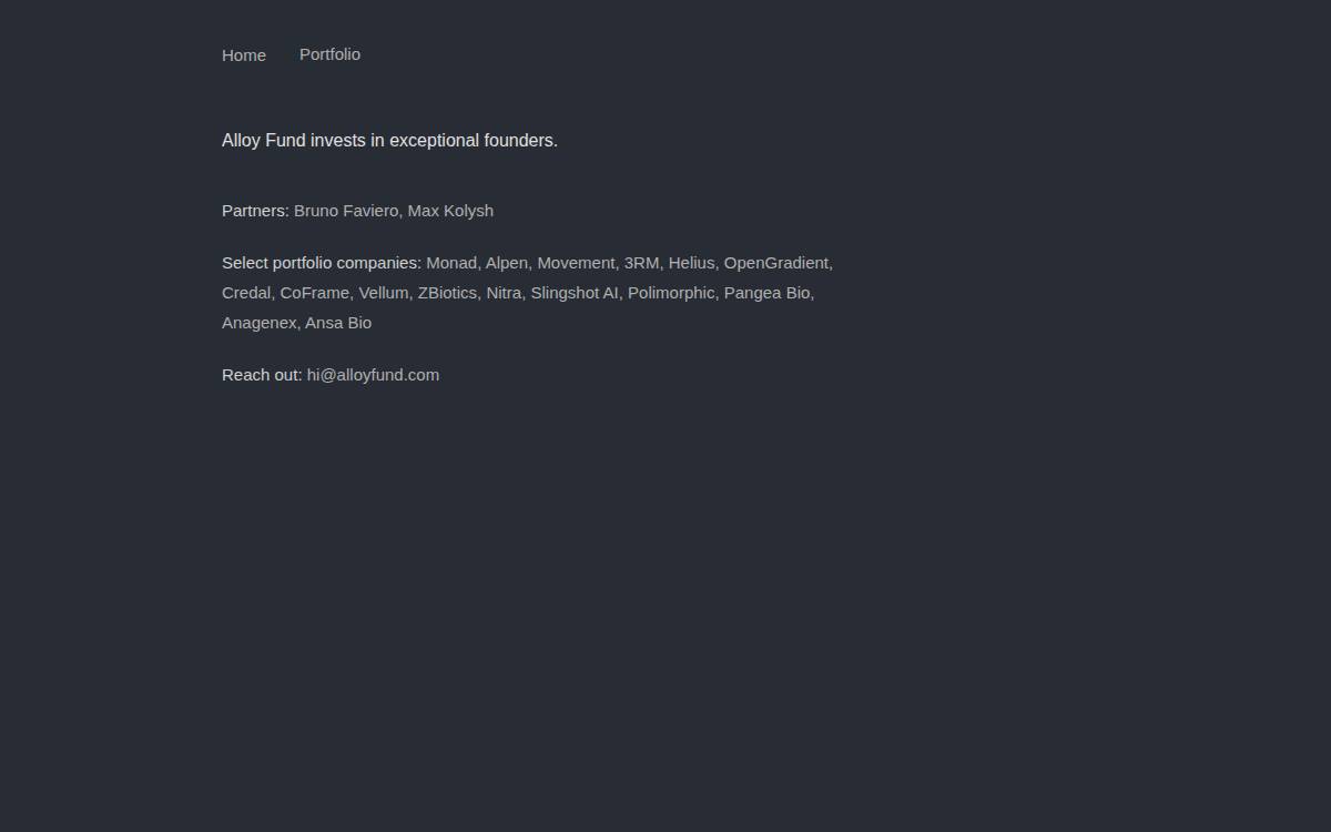 Alloy Fund website preview