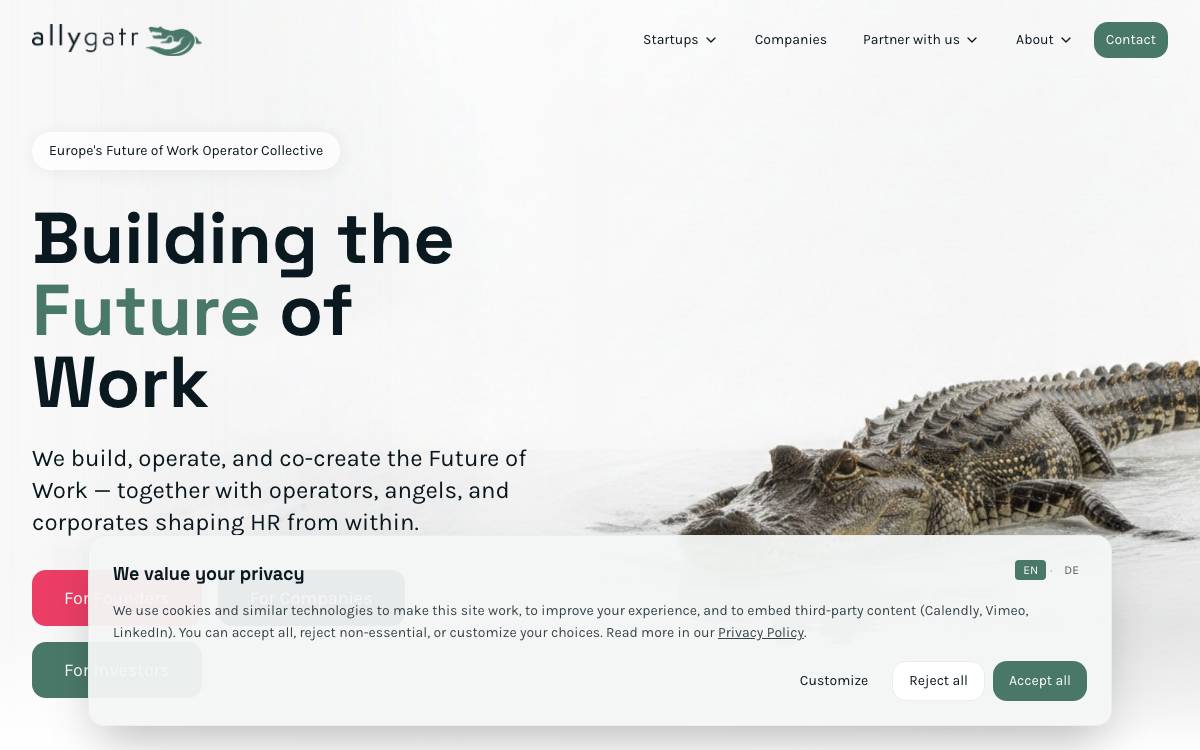 allygatr website preview