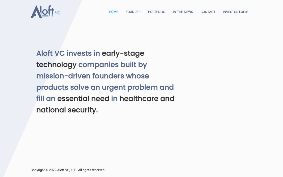 Aloft VC website preview