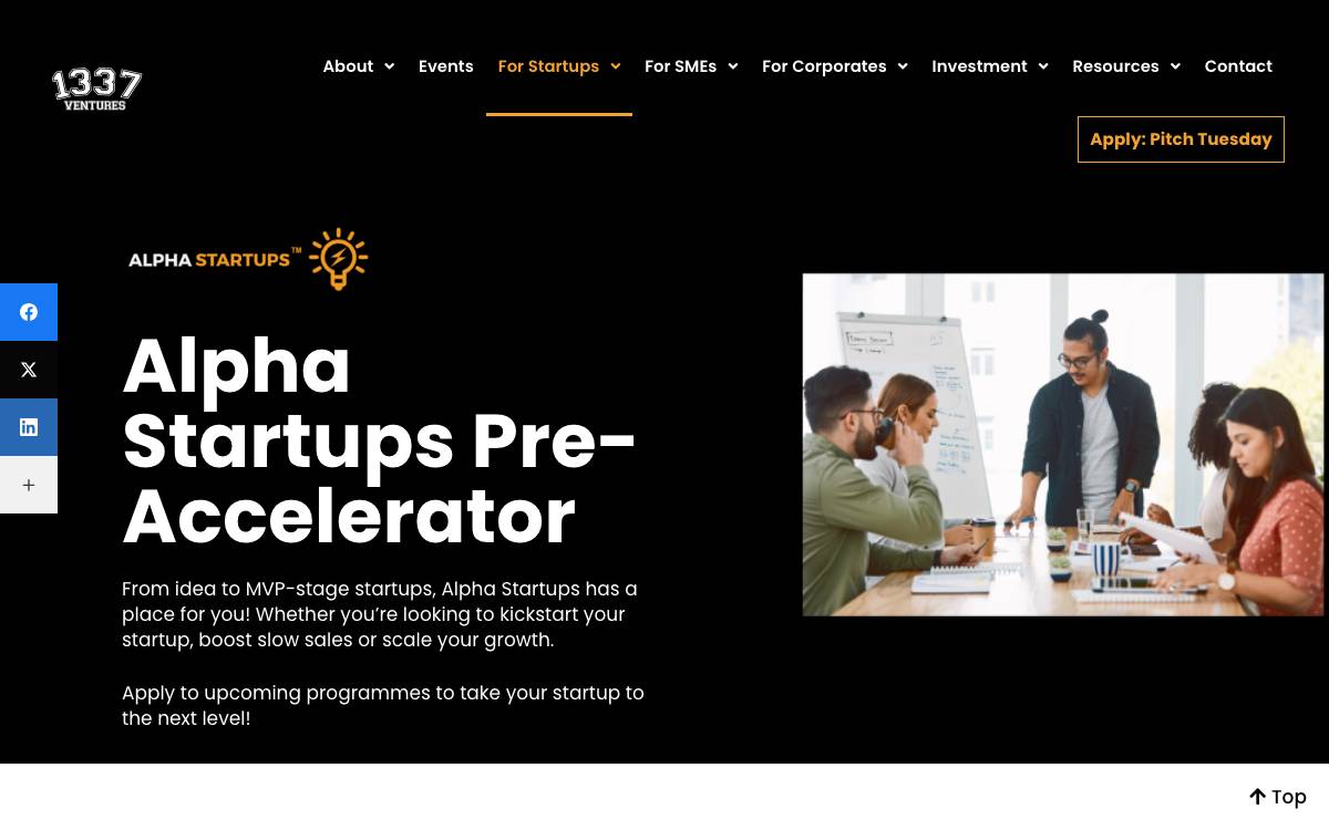 Alpha Startups Pre-Accelerator website preview