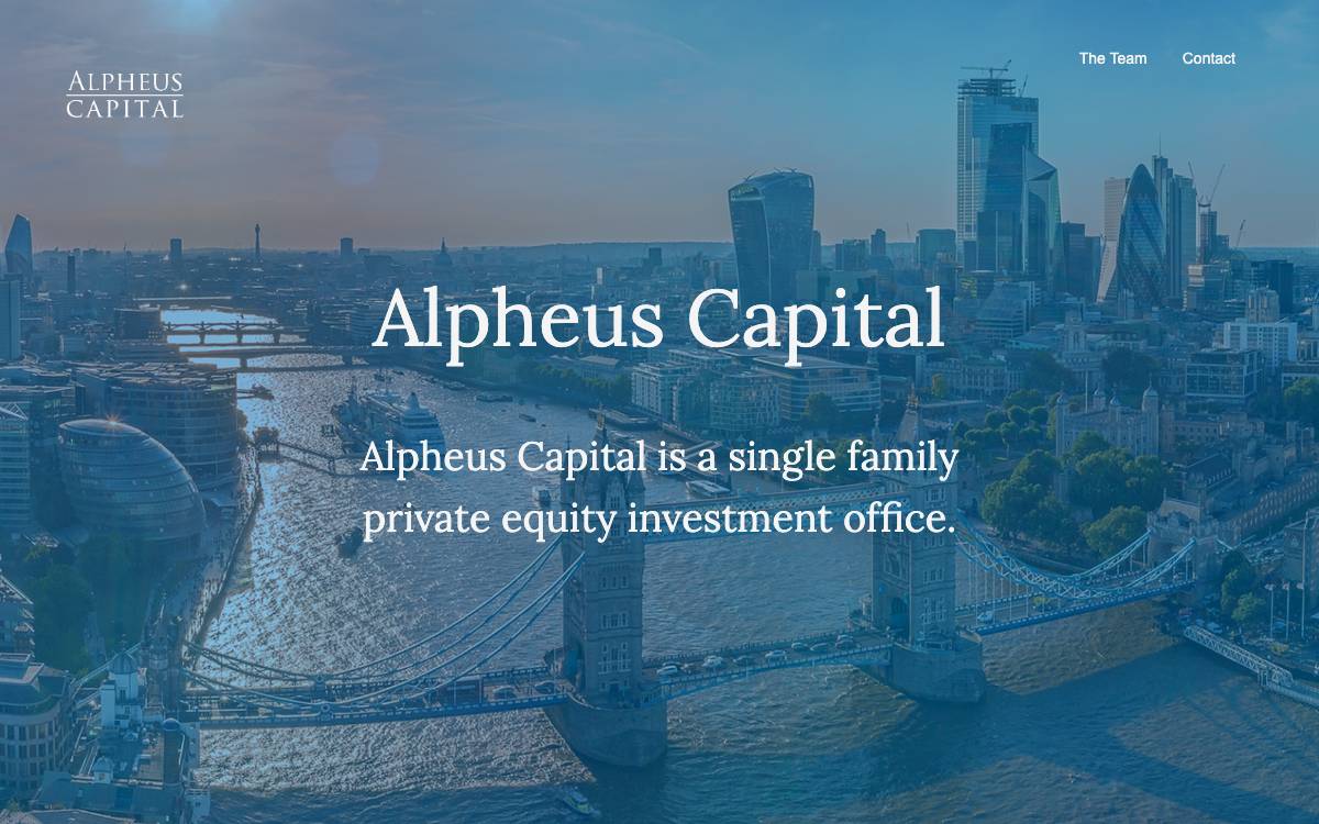 Alpheus Capital website preview