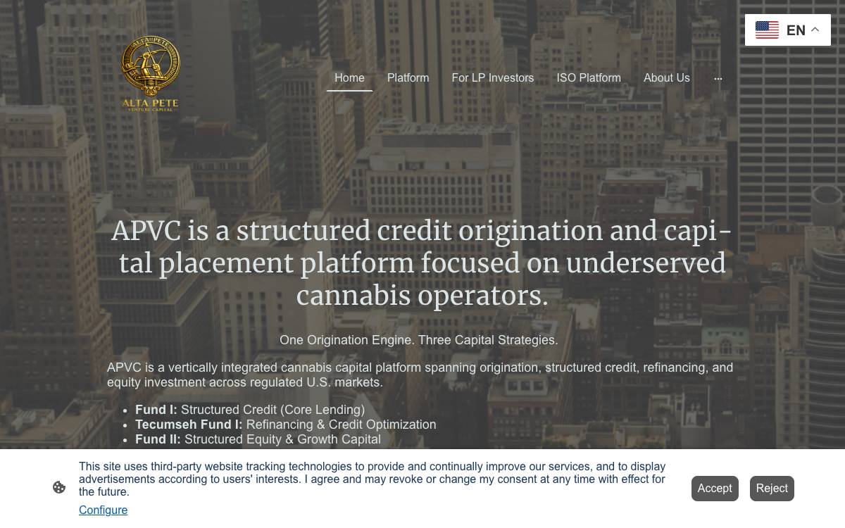 Alta Pete Venture Capital website preview