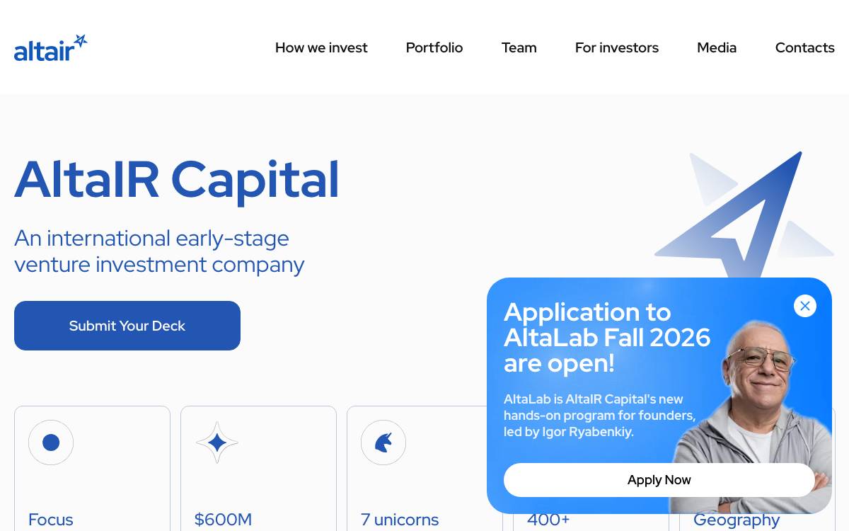 AltaIR Capital website preview