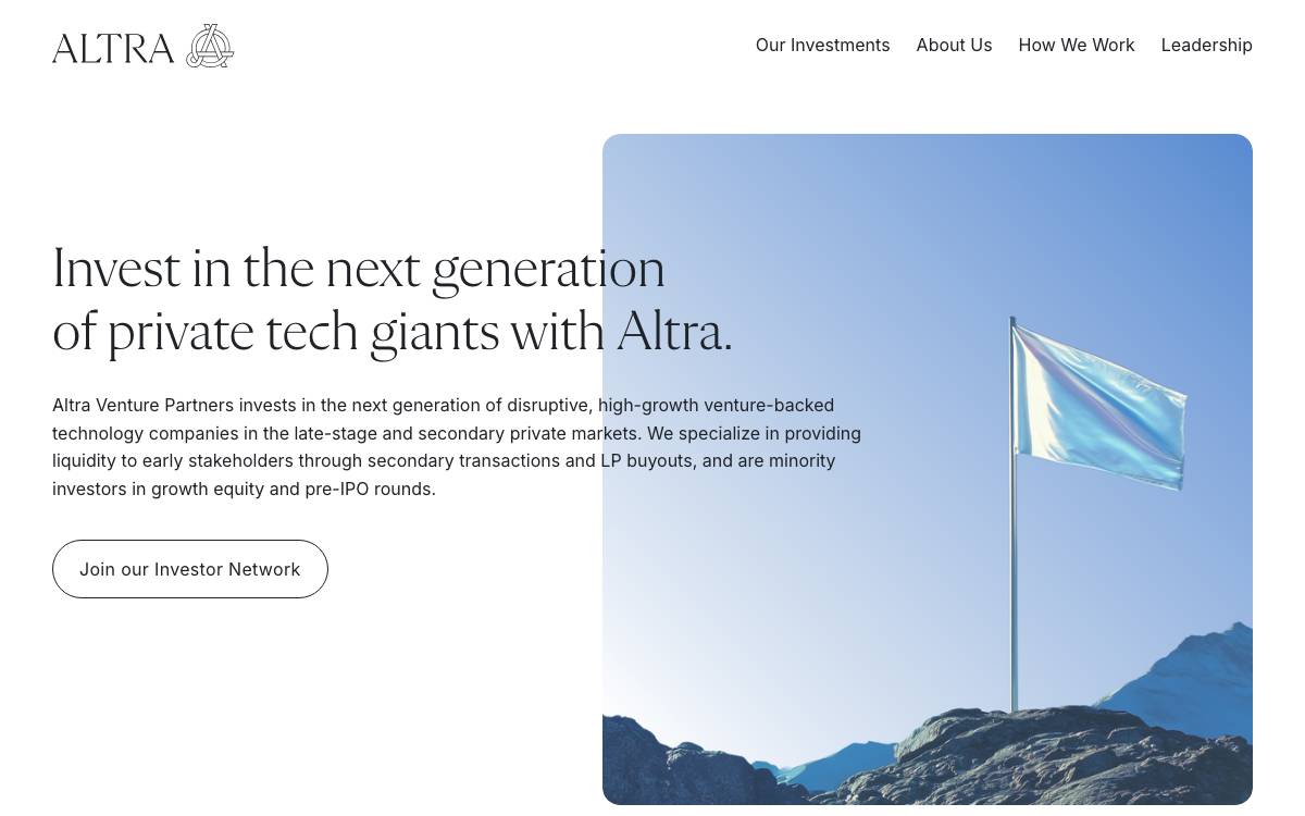 Altra Venture website preview