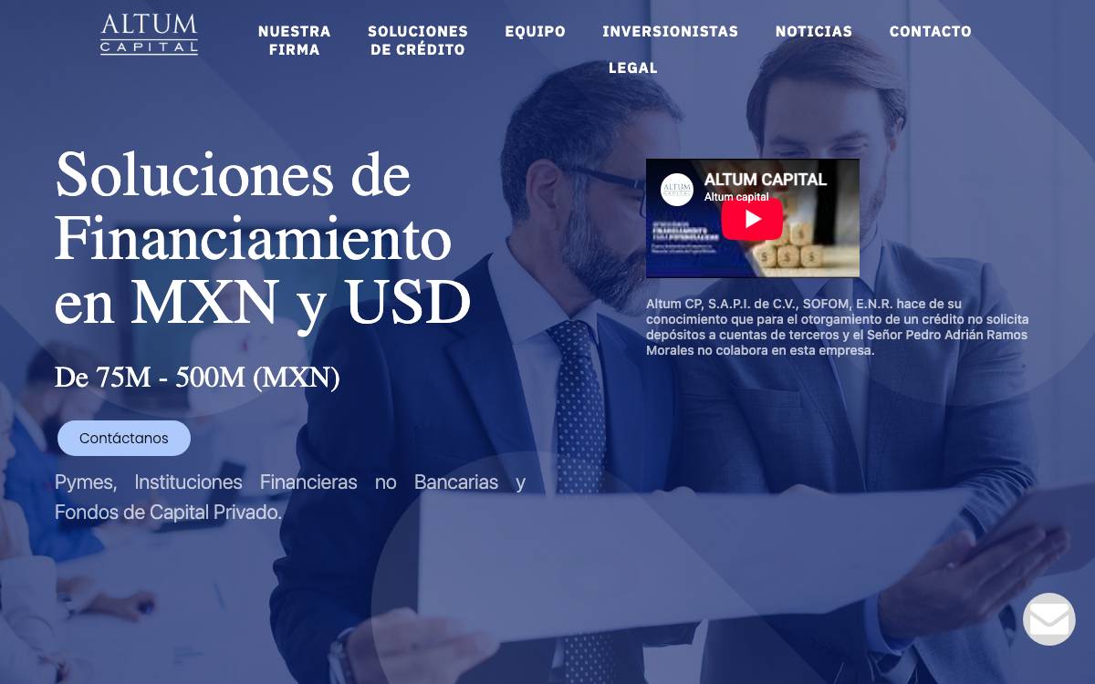 Altum Capital website preview
