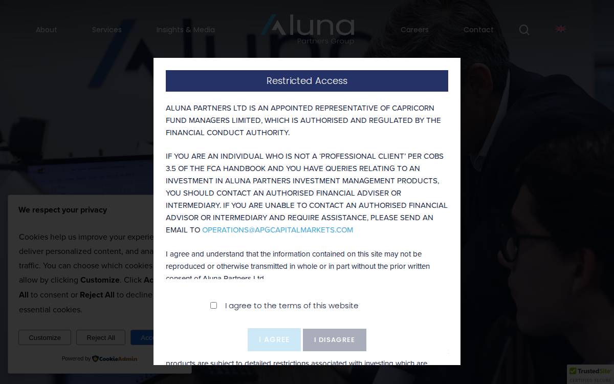 Aluna Partners website preview