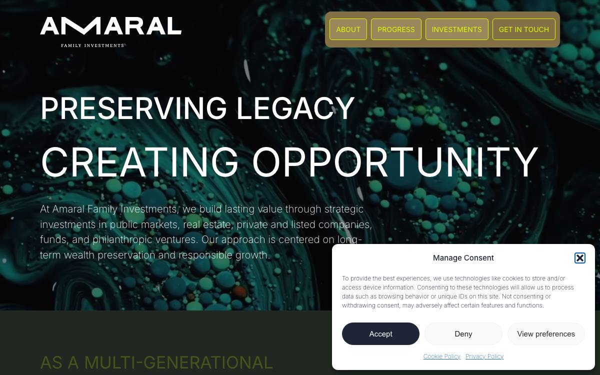 Amaral Family Investments website preview