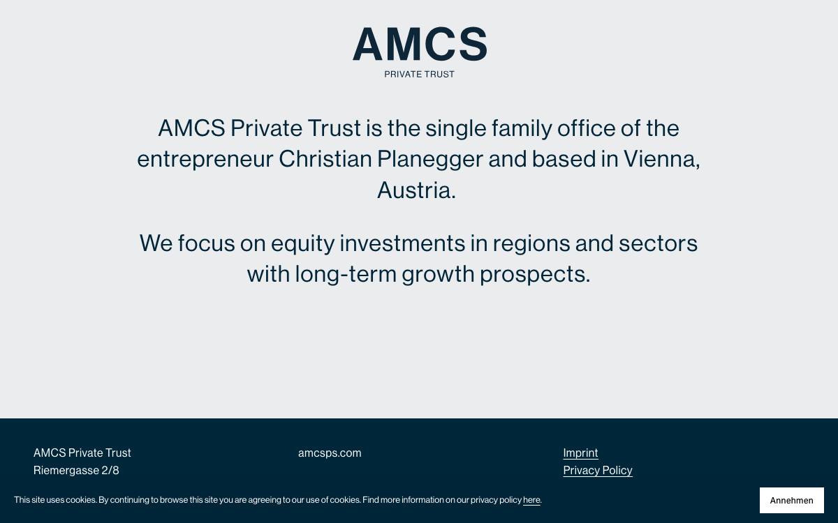 AMCS Private Trust website preview