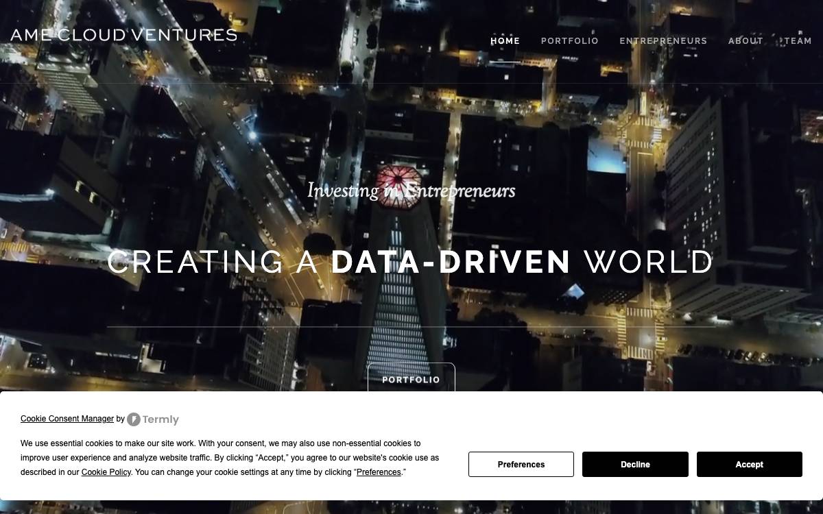 AME Cloud Ventures website preview