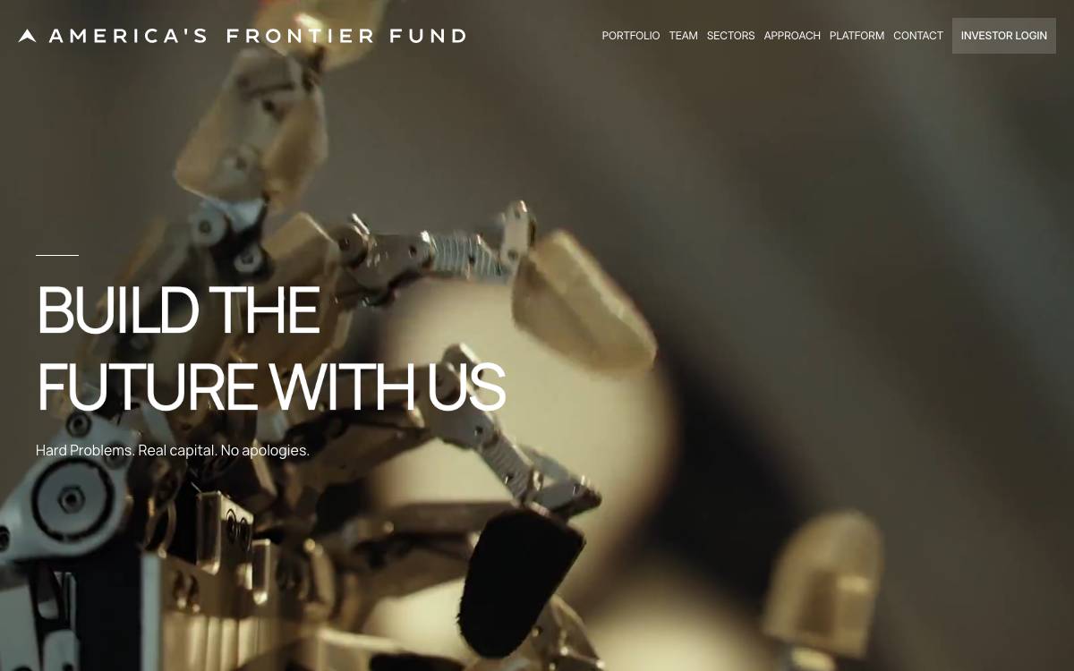 America's Frontier Fund website preview