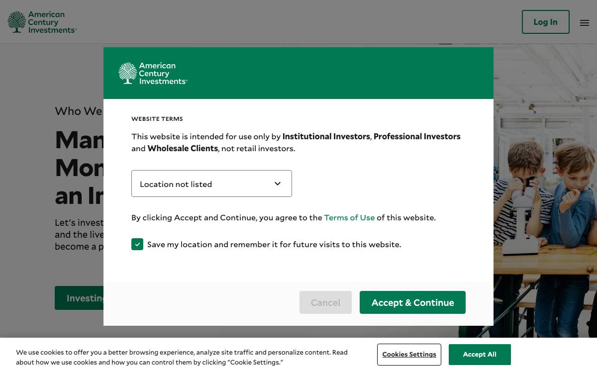 American Century Private Investments website preview